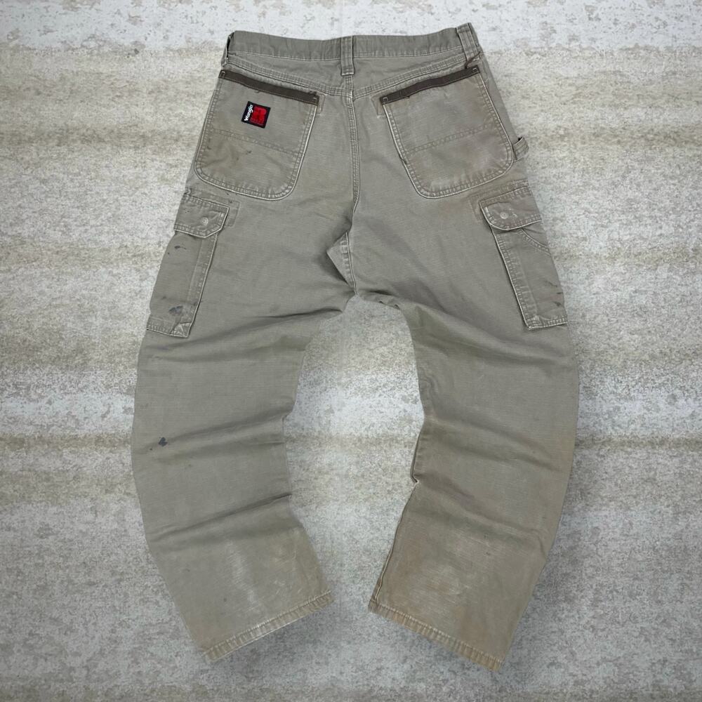 Vintage 90s Wrangler Riggs Carpenter Pants 32x32 Baggy Wide Leg Chocolate Brown
